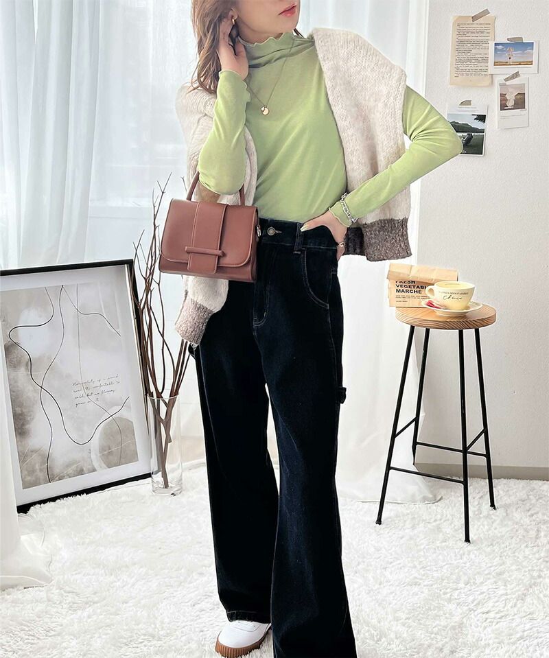 日本 Classical Elf - 木耳領薄長袖上衣/內搭-咖啡