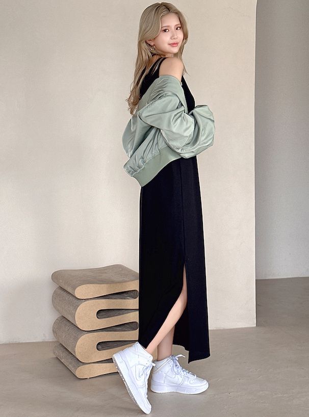 日本 GRL - 美式休閒綁帶無袖洋裝-卡其