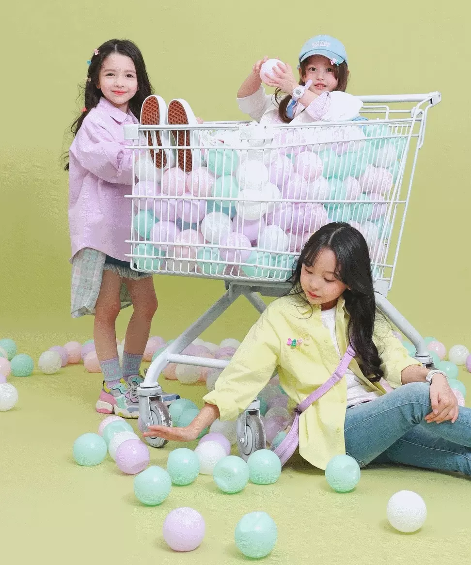 韓國 J KIDS - 鬆緊腰牛仔風縫線褲裙-牛仔藍