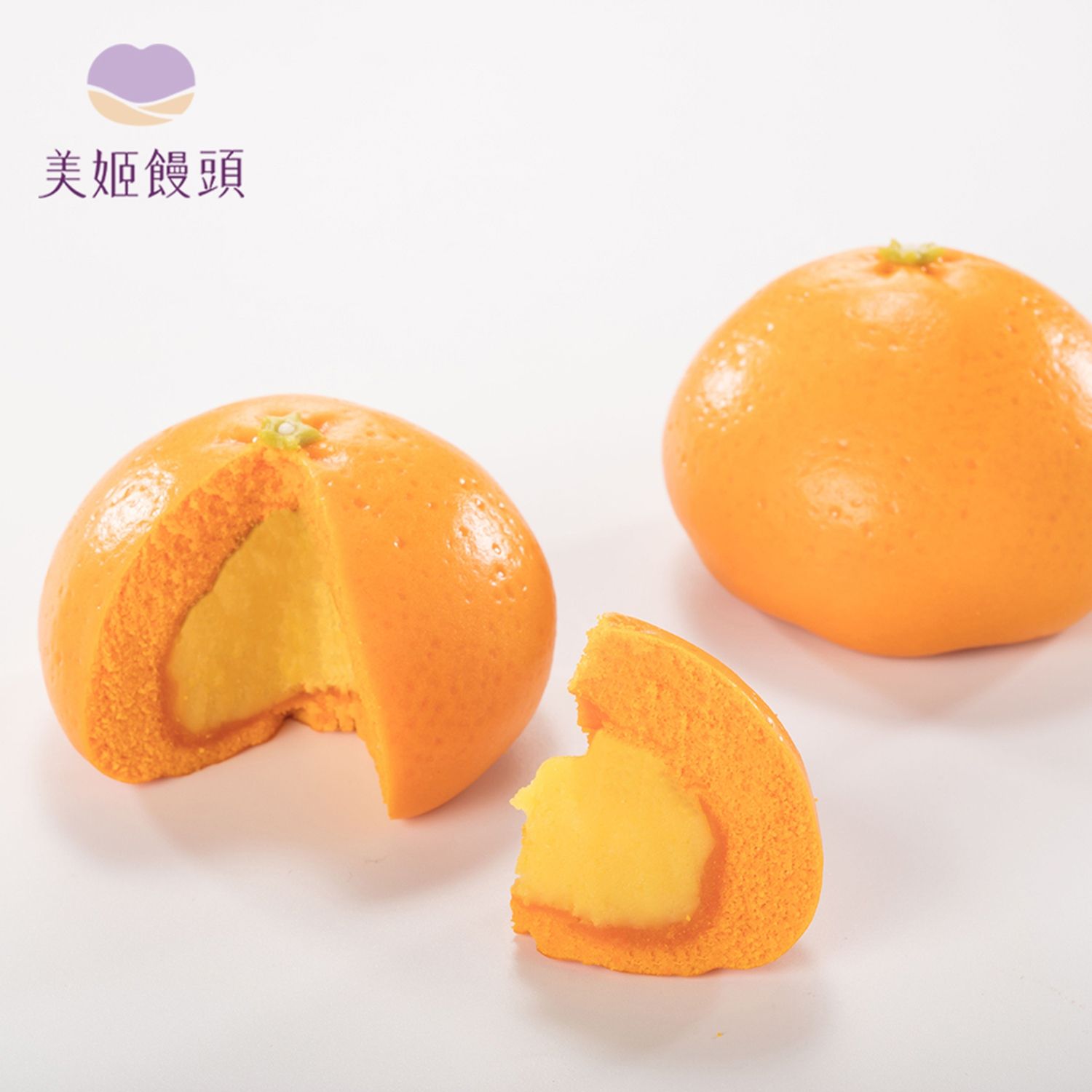美姬饅頭 - 大吉利橘子造型奶黃包-6入-50g/顆-6入-50g/顆