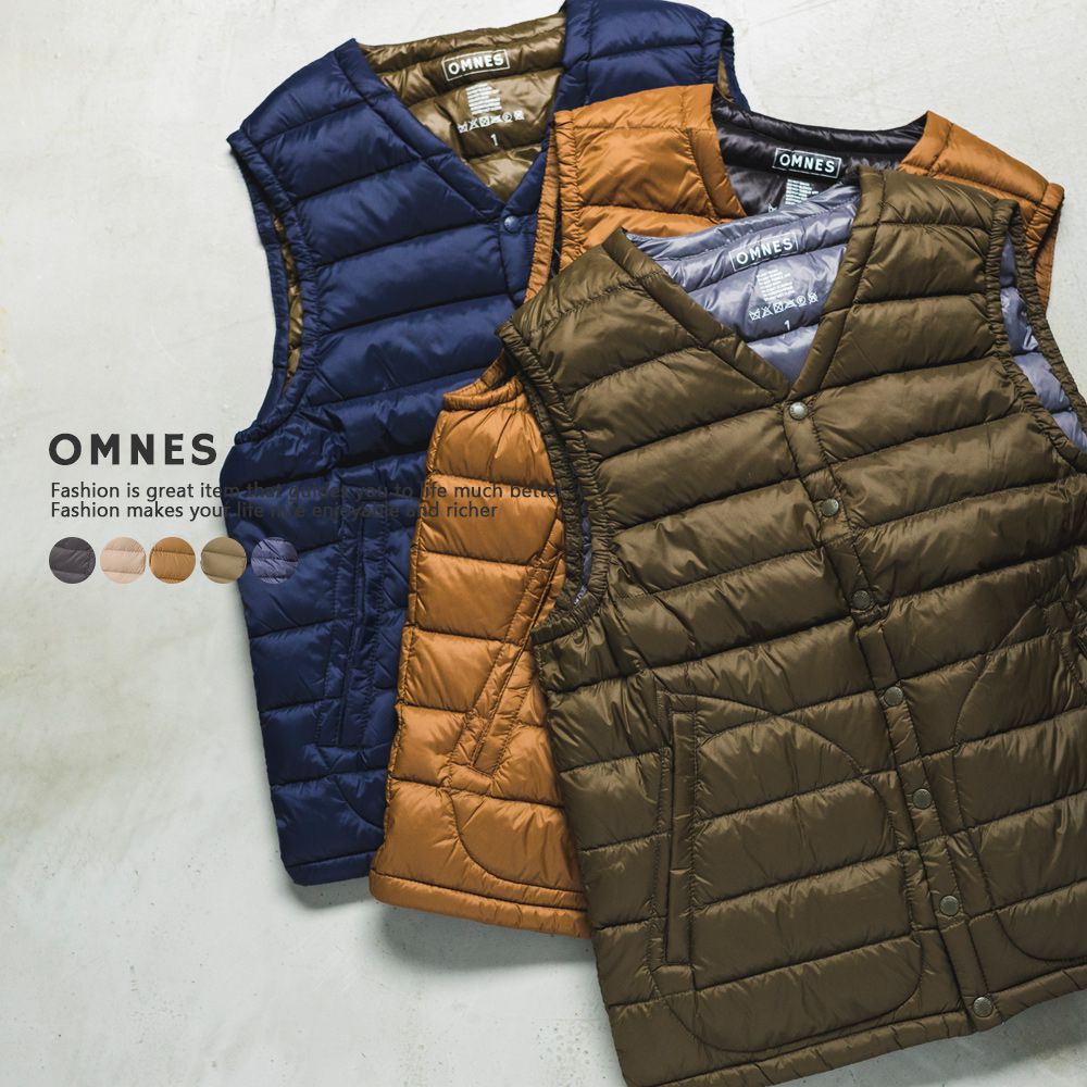日本 OMNES - 超輕量保暖羽絨背心(媽媽)-杏