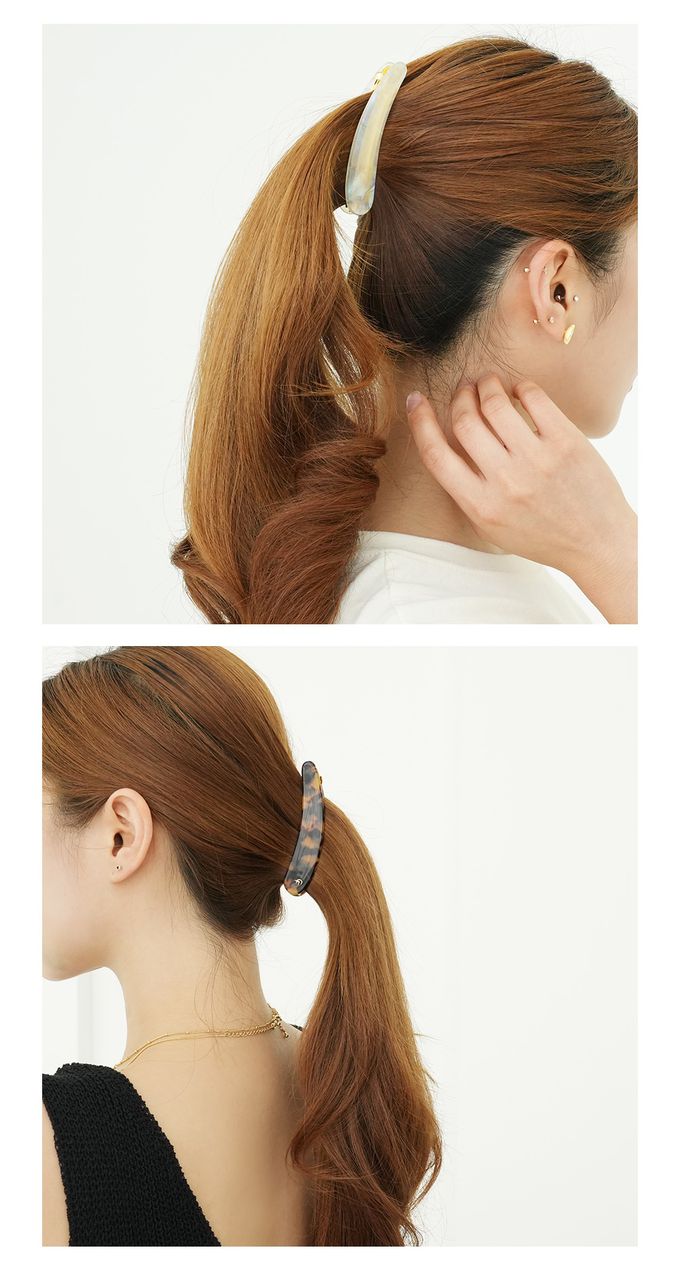 韓國 Soo&Soo - 正韓製CREATION FRANCE扣式髮夾-幾何藍塊