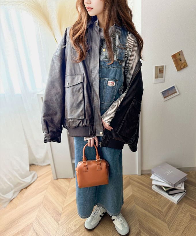 日本 Classical Elf - Java 復古工裝風純棉丹寧吊帶裙-靛藍