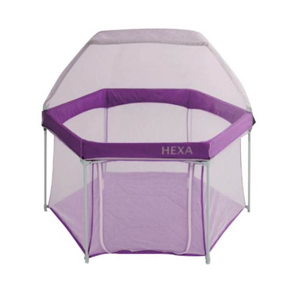 GleeKids 樂寶 - HEXA™海星折疊遊戲圍欄-1+1超值組-褐紫紅-附專屬蚊帳配件x1