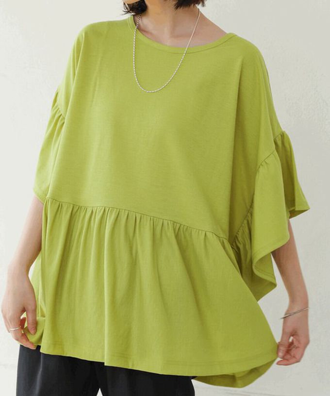 日本 Bab - 透氣嫘縈飄逸大寬袖上衣-焦糖橘