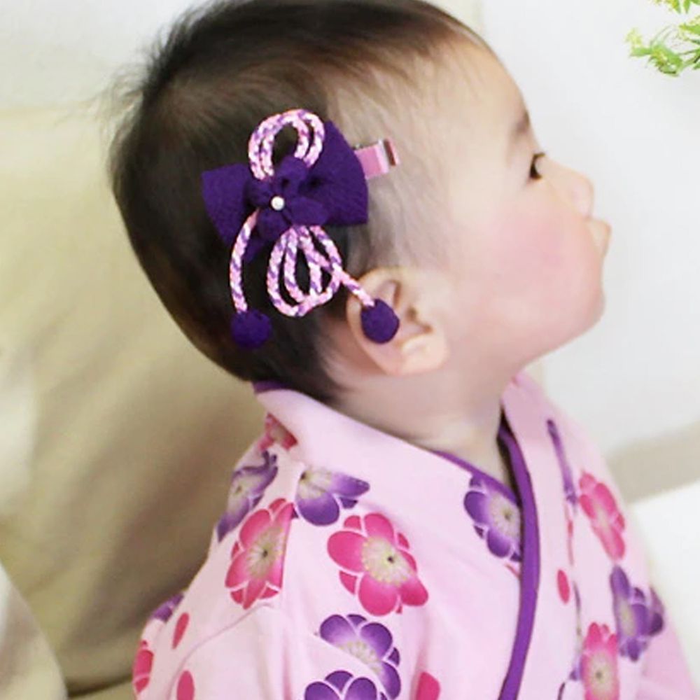 日本服飾代購 - 日式傳統蝴蝶結髮夾-繩式-紫 (FREE)