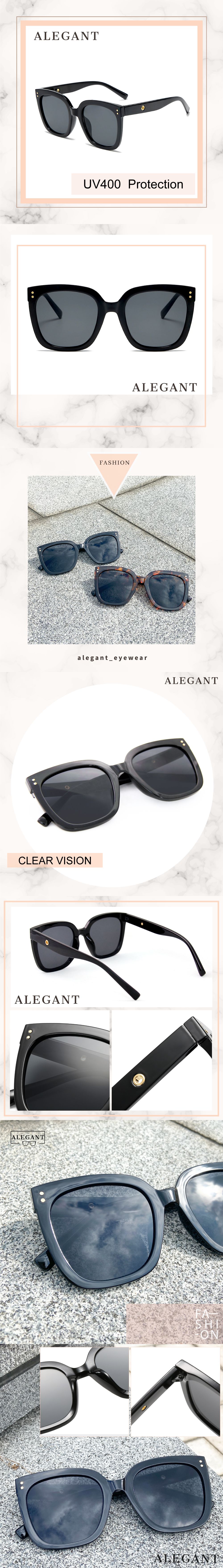 ALEGANT - 時髦復古沙龍黑貓眼大方框墨鏡│UV400太陽眼鏡