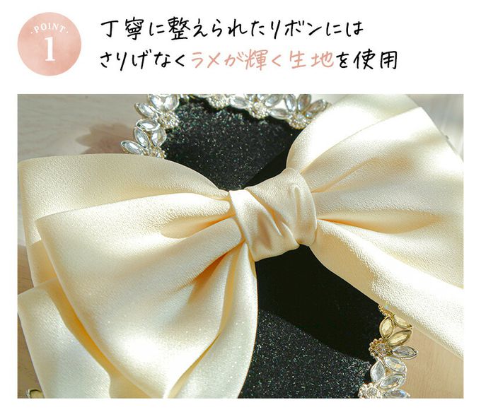 日本 Catherine Cottage - 夢幻光澤蝴蝶結緞帶髮夾-黑