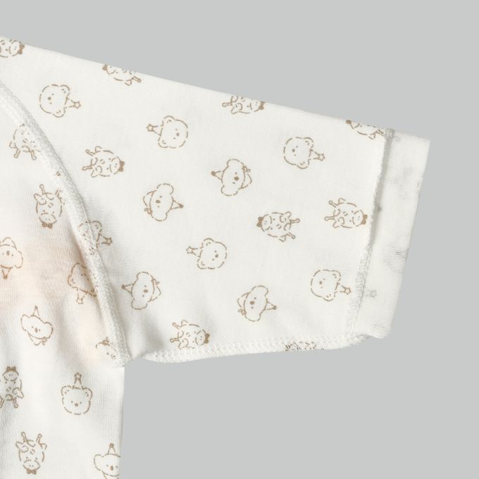 akachan honpo - 長袖肚衣2件組-按扣款 動物園-米白色