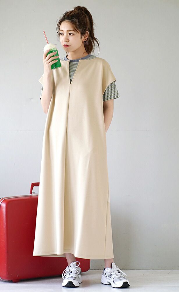 日本 zootie - 多重穿搭 彈性羅紋細肩帶兩件式洋裝-春芽綠