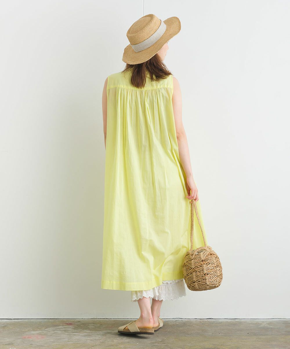 日本女裝代購 - 100%印度棉 涼爽輕盈排扣無袖洋裝-薰衣草