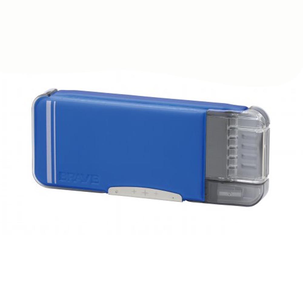 日本製 硬式雙面鉛筆盒(附削鉛筆器)-透明窗-酷炫藍 (9.4×22.6×3.2cm)