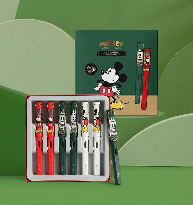 卡通精美兒童鋼筆禮盒組(6入)-卡通人物米奇 (16x16.3x2.3cm)