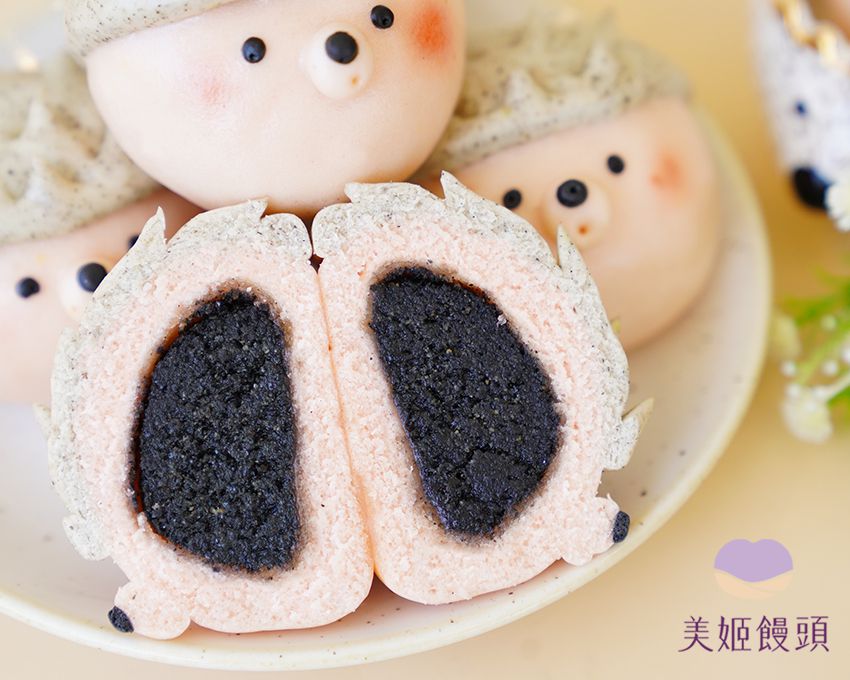 美姬饅頭 - 小刺蝟鮮乳造型芝麻包-50g