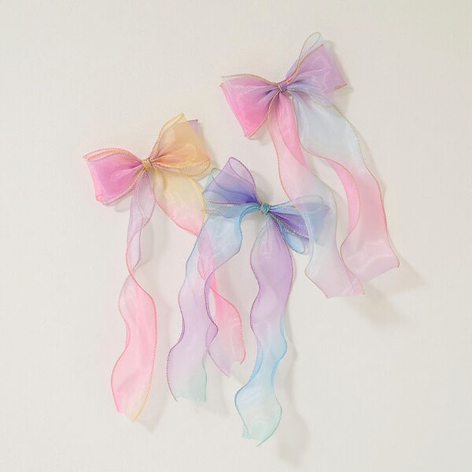 日本 Lycee mine - 夢幻極光緞帶髮夾-粉藍系