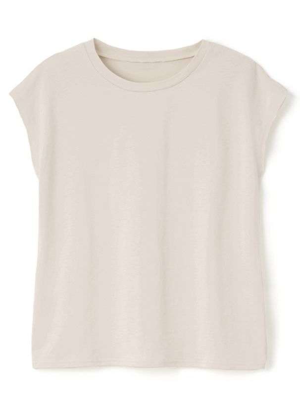 日本 GRL - 100%美國棉透氣百搭短袖上衣-杏