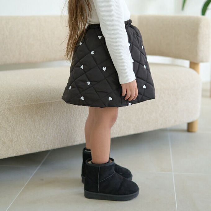 日本 Lycee mine - 滿版愛心俏麗絎縫褲裙-咖啡