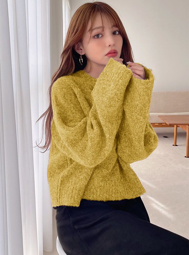 日本 GRL - 羊毛混柔軟短版毛衣-葡萄紫 (F)