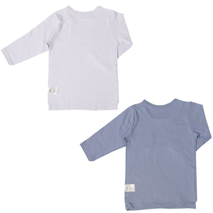 akachan honpo - 長袖圓領上衣2件組-蓬鬆棉 土星&火箭-藍色