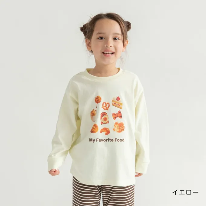 日本 BRANSHES - 100%棉 美味季節印花長袖上衣-鮮艷草莓-白