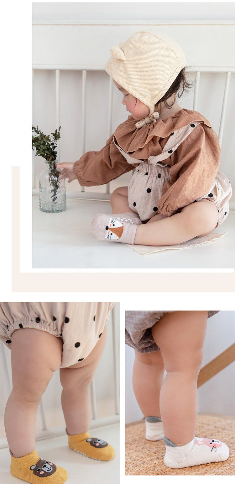 JoyNa - 5雙入-嬰兒襪 棉質大後跟防滑童襪 襪子-女寶寶隨機5入