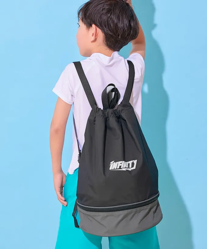 日本 devirock - 雙層設計防水便利游泳背包/水桶包-淺灰x深灰