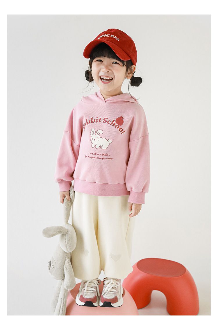 腰鬆緊百搭休閒束口長褲-愛心-粉色