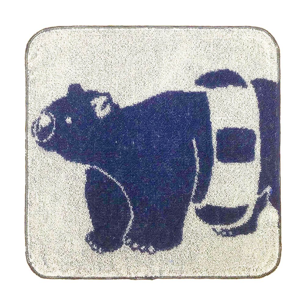 日本弘雅堂 - 日本製 接觸涼感速乾手帕-北極熊游泳圈-深藍 (22x22cm)
