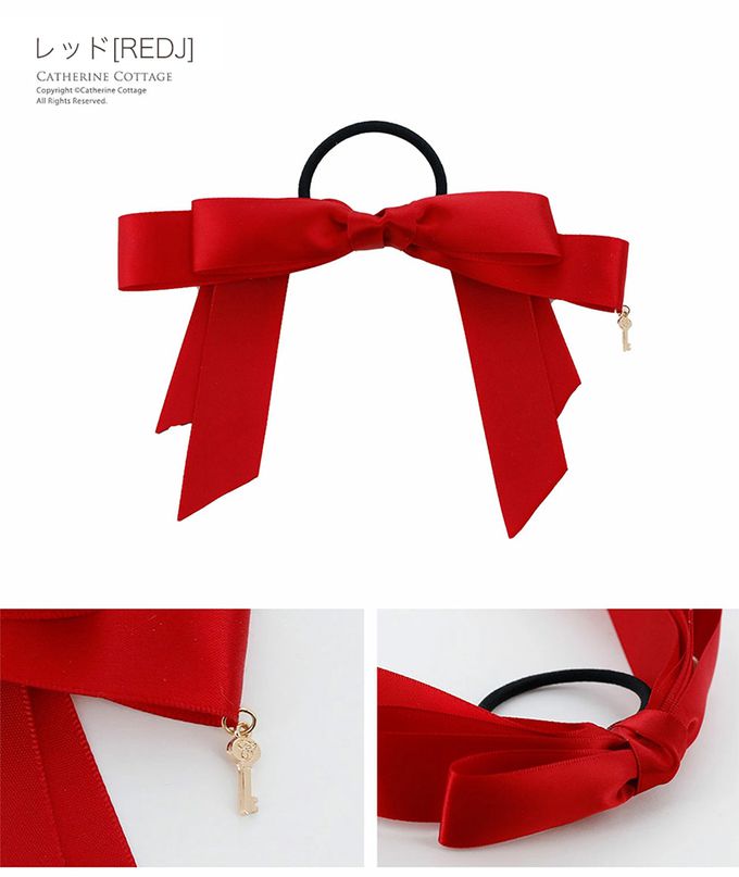 日本 Catherine Cottage - 長蝴蝶結鑰匙墜飾髮圈-粉紅