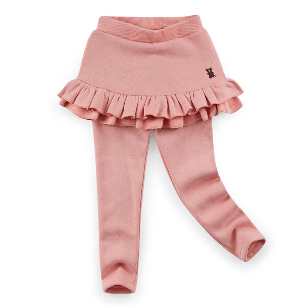 韓國 Jelispoon - (內刷毛)雙層荷葉褲裙-粉紅
