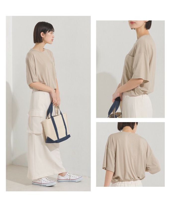 日本 OMNES - 涼感抗UV 清爽口袋短袖上衣-淺黃