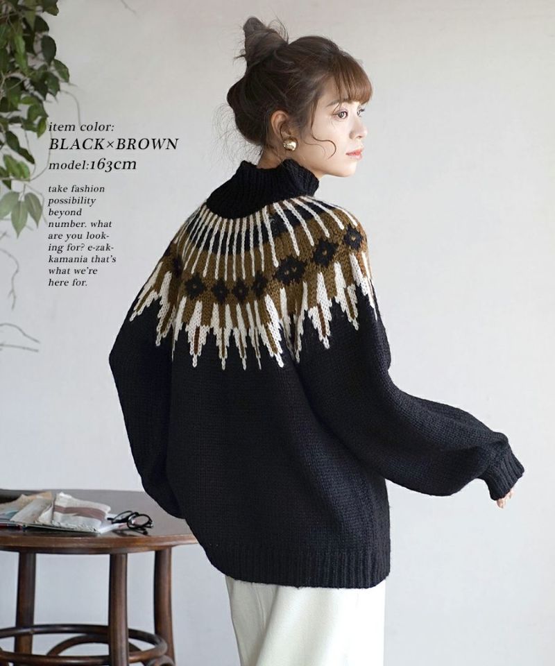 日本 zootie - 歐風質感球心紋針織毛衣-米x藍