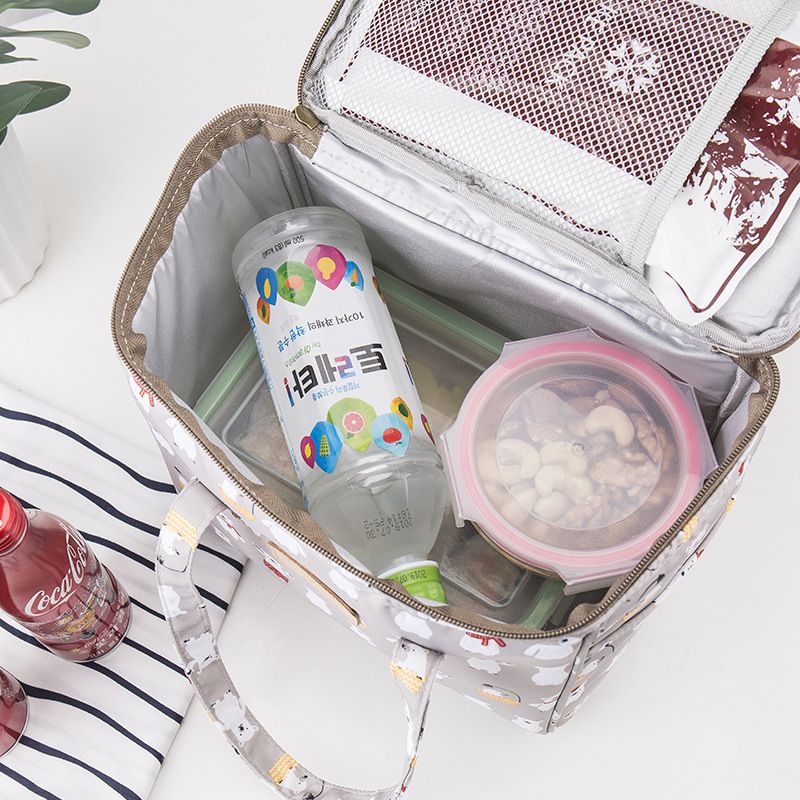 文青手提超輕量保溫防水野餐袋-粉紅兔兔 (25*23*16cm)