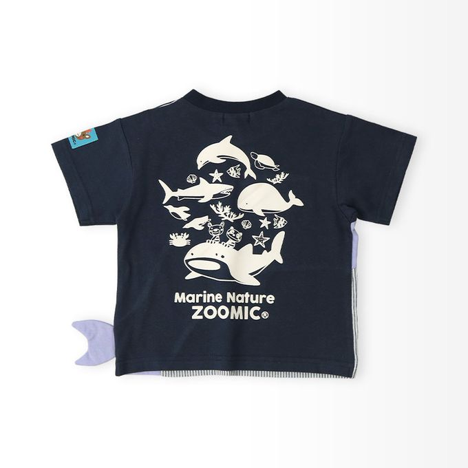 日本 ZOOLAND - 海洋印花短袖上衣-巨大鯨魚-象牙