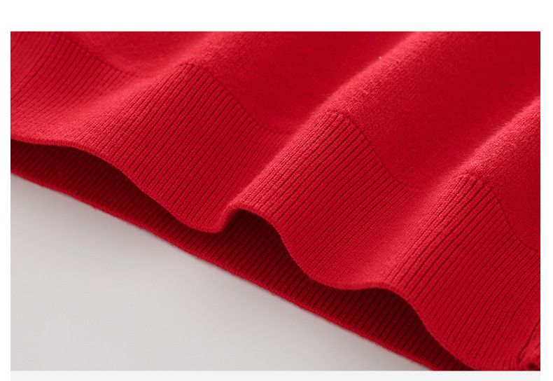 (加絨)喜氣拜年圓領長袖上衣-刺繡彩獅-紅色