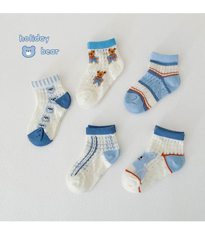 JB clothes - 五入一組-1168假日小熊網眼襪