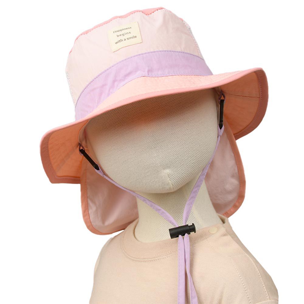 akachan honpo - 探險帽 側邊網眼-附防曬遮陽布-粉紅色