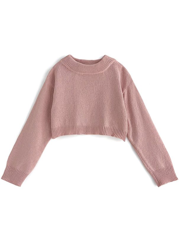 日本 GRL - 甜美一字領針織毛衣-春櫻粉 (F)