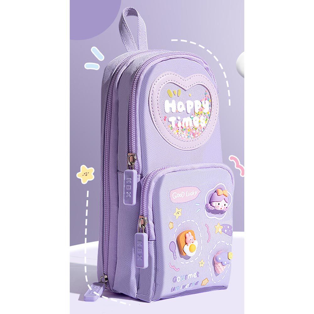 咔巴熊防水造型書包鉛筆盒/筆袋-甜筒女孩-紫色 (21x6.5x9.5cm)
