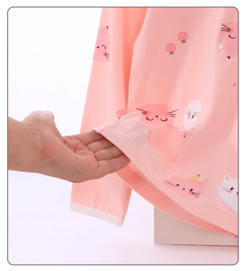 MAMDADKIDS - 萊卡棉長袖家居服套裝-滿版腮紅喵-粉色