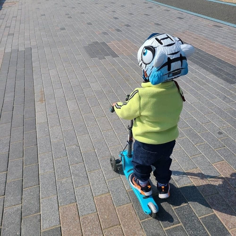 Crazy Safety - 丹麥 3D 恐龍造型 兒童騎乘專用安全帽-白老虎