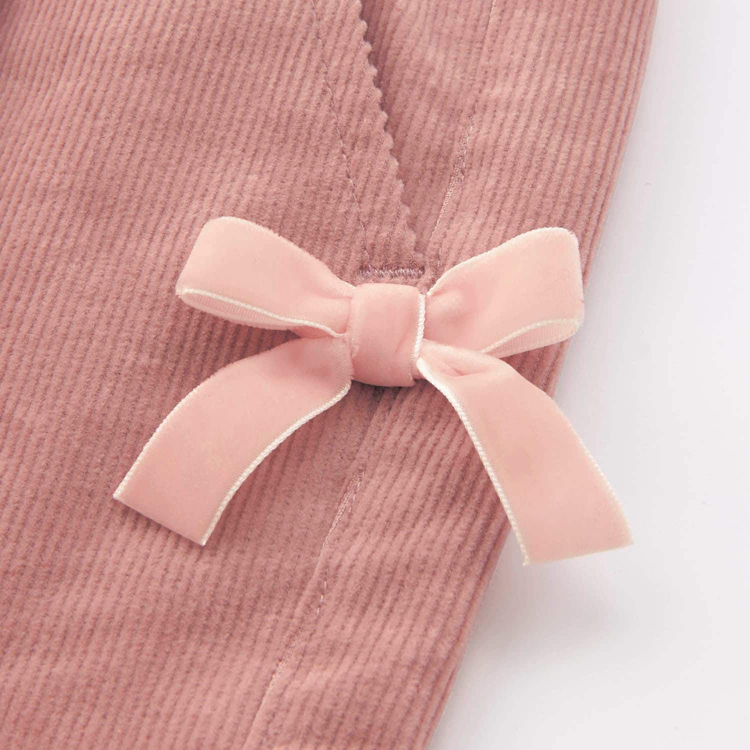 日本千趣會 - 蝴蝶結燈芯絨短褲-奶油杏