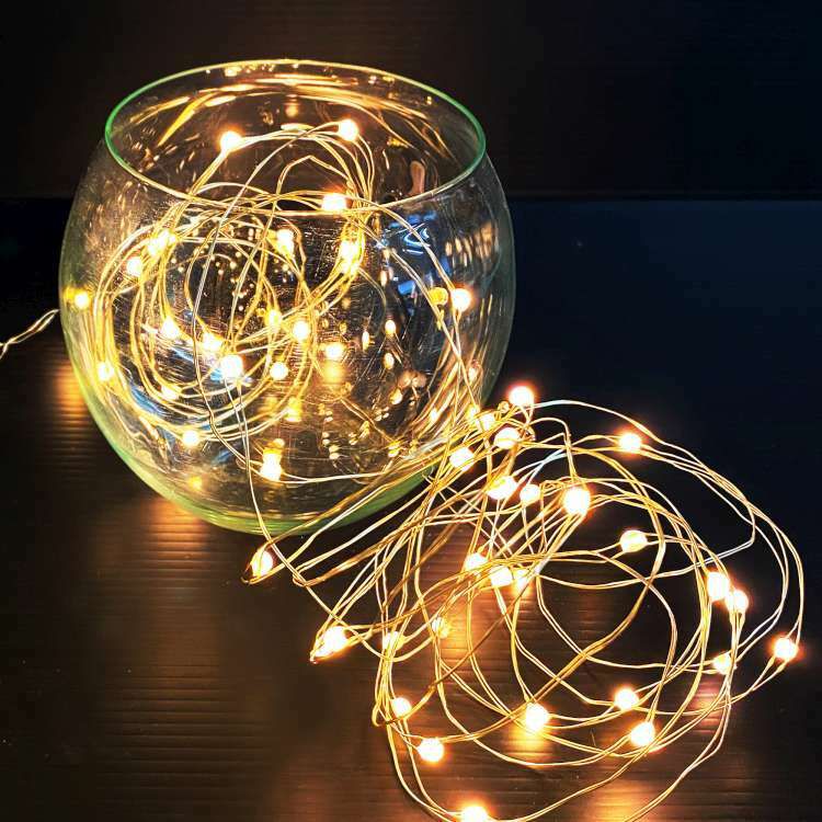 MODACore 摩達客 - 100燈LED大頭銅線燈串暖白光-USB電池盒兩用充電(贈遙控器)浪漫星星燈聖誕燈串