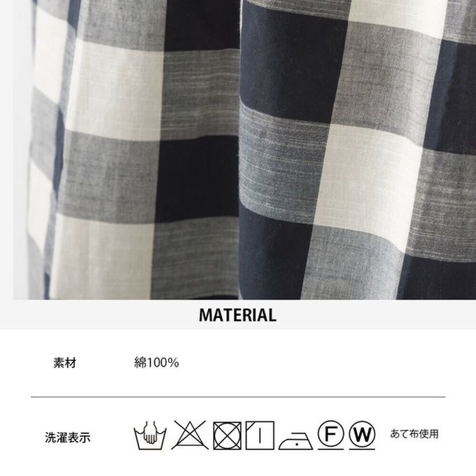 日本 OMNES - 100%印度棉 清爽格紋短袖洋裝-黑白