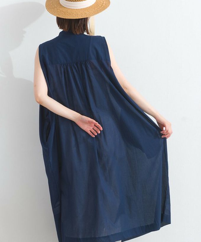 日本 Lupilien - 100%印度棉 清爽素色無袖洋裝-薄荷