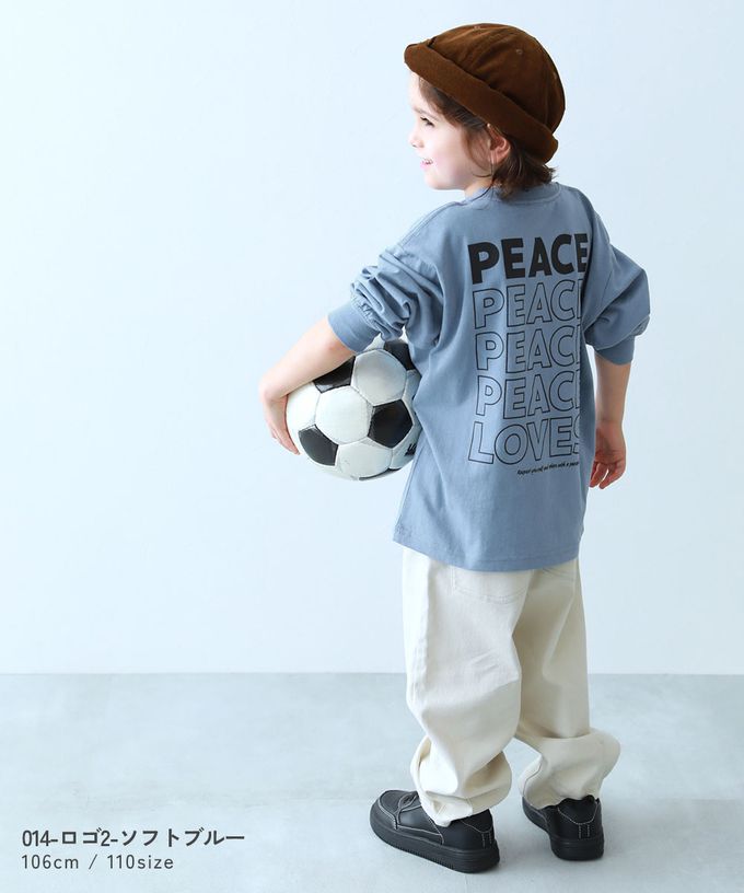 日本 devirock - 100%棉 印花寬鬆長袖T恤-義大利麵標語-白