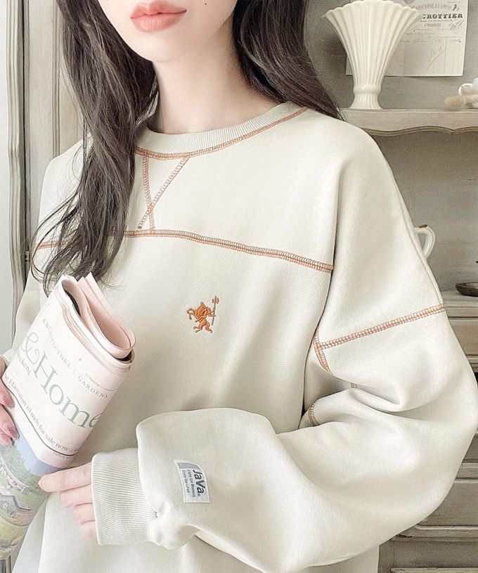 日本 Classical Elf - Java logo刺繡拷克邊圓領大學T-米杏