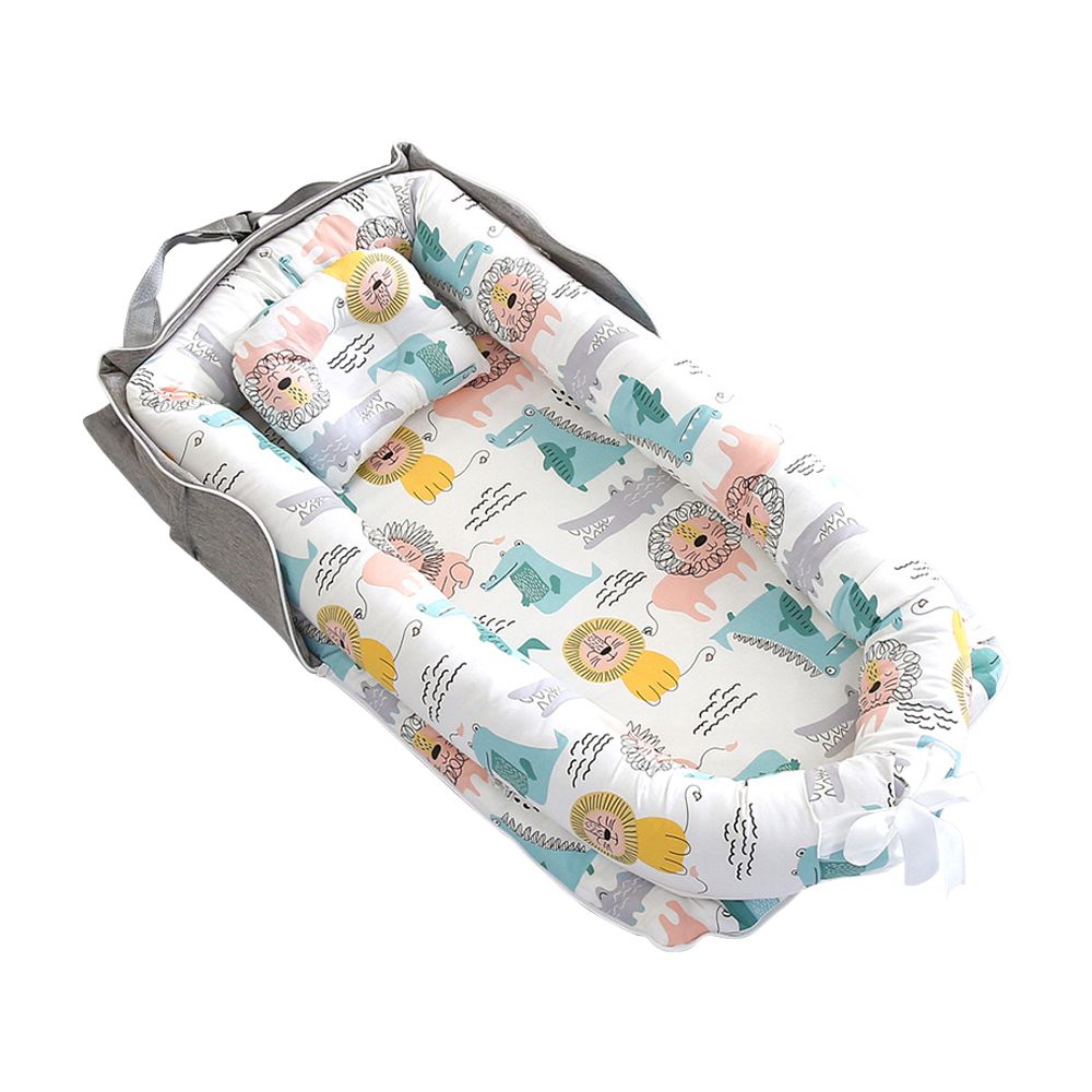 JoyNa - 攜帶式床中床旅行包 可折疊嬰兒床 便攜式睡窩-獅子鱷魚