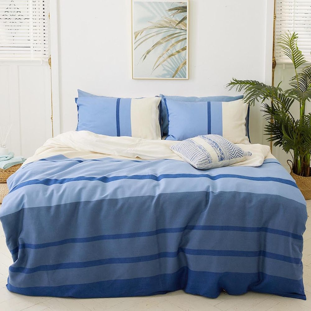 澳洲 Canningvale坎寧威爾 - 設計師系列－雙人四件式床組（都會藍調）-雙人床包組