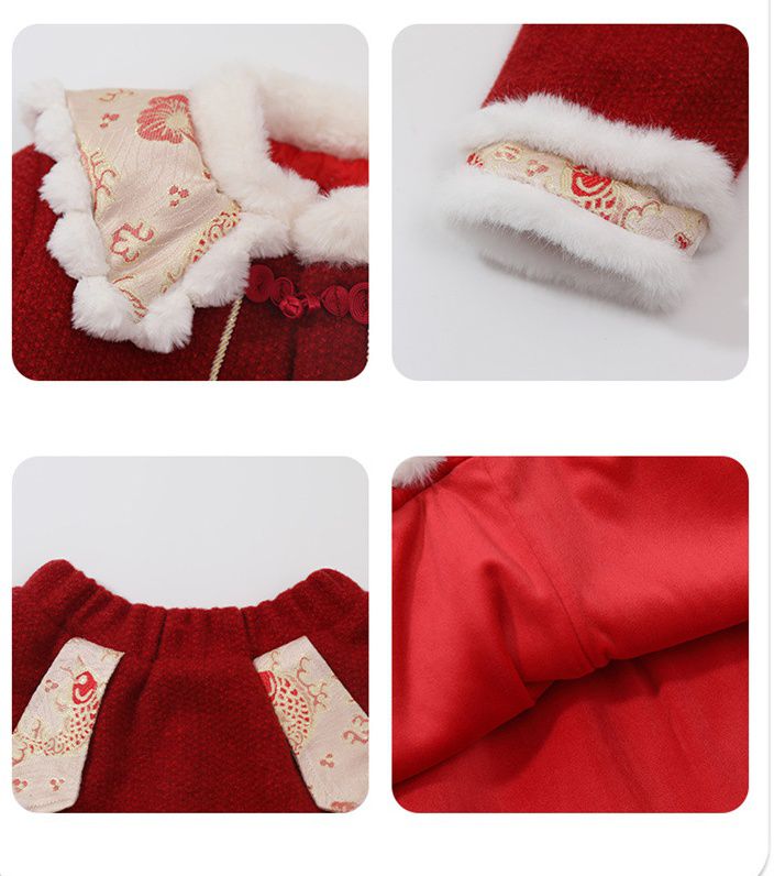 喜氣拜年翻領長袖套裝-紅色